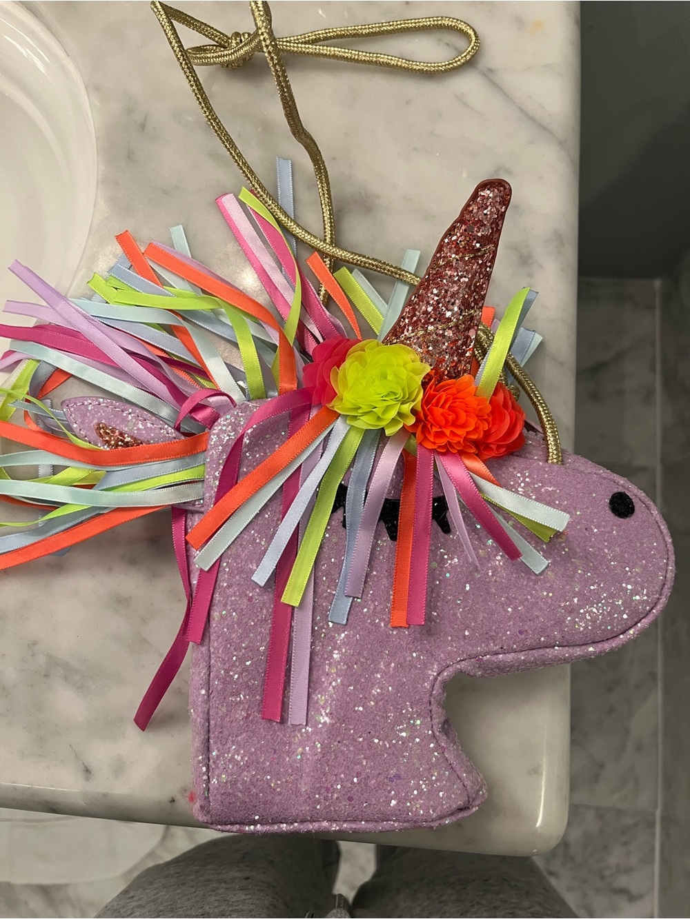 Crewcuts Kids Glitter Unicorn Crossbody Bag - Pink with Multicolor Mane